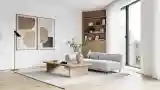 Scandinavian Living Room with Wood