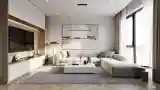 Minimalist Living Room with Marble Coffee Table