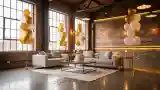 Industrial Living Room with Festive Elegance