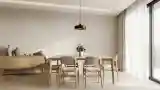 Minimalist Dining Room with Wood and Line