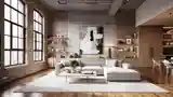 Loft z kamieniem i drewnem