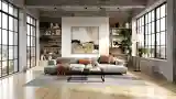 Concrete and Wood Loft Living Room