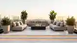 Sofa na tarasie z ogniskiem