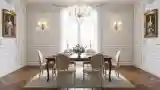 Jadalnia z drewnem i kryształem