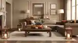 Modern Classic Living Room with Wood and Copper