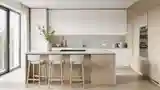 Scandinavian Kitchen with Wood and White Marble