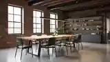 Loftowe Jadalnia z Drewnem i Cegłą