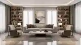 Luxurious Living Room with Marble Flooring