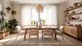 Jadalnia boho z naturalnymi teksturami