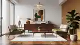 Nowoczesny salon w stylu mid-century