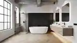 Loft Bathroom with Concrete and Wood