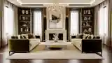 Opulent Living Room with Marble and Velvet