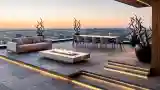 Terrace with Fire Pit at Sunset