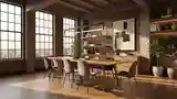 Luxury Loft Dining Room with Wood