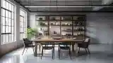 Industrial Dining Room with Concrete and Wood