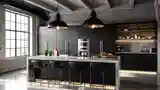 Industriальная Kuchnia z Ciemnymi Tonami