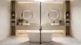 Minimalist Bathroom with Wood