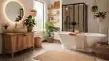 Bohemian Bath with Wood and Rattan