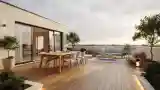 Japandi Terrace with Wood and Water