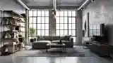 Industrial Living Room with Raw Textures