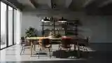 Industrial Dining Room with Concrete and Wood