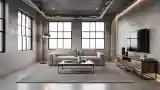 Industrial Living Room with Raw Concrete