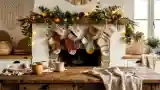 Boho Kitchen with Fireplace Ambiance
