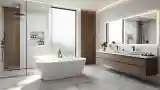 Minimalist Luxury Bathroom with Wood & Marble