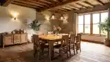Rustic Dining with Stone and Wood