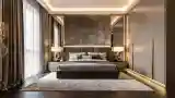 Velvet Bed with Gilded Accents