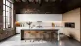 Loft Kitchen with Marble and Wood