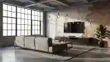 Industrial Living Room with Concrete and Brick