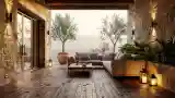Rustic Terrace with Stone and Wood