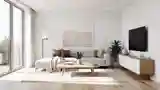 Scandinavian Living Room with Wood and Linen