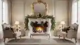 French Style Living Room with Fireplace