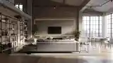 High-Ceiling Loft Living Room