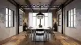 Industrial Dining Room with Concrete