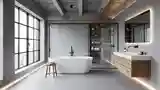 Łazienka Loft z betonem i drewnem
