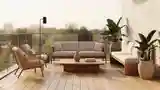 Japandi Terrace with Wood and Plants
