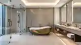 Minimalist Glamour Bathroom with Marble and Gold