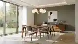Jadalnia z drewnem i szkłem