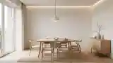 Stylowy salon jadalny z drewnem