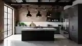 Industrial Kitchen with Dark Tones