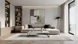 Modern Luxury Living Room in Wood and Concrete