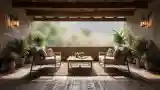 Rustic Luxury Patio with Wood and Stone