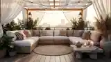 Boho Taras z Drewnem i Wysoką Klasą