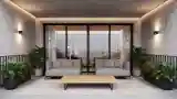 Modern Lounge with Concrete and Wood