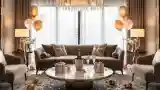 Glamorous Living Room with Marble Coffee Table