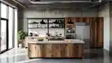 Industrial Kitchen with Wood Accents