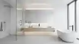 Nowoczesna łazienka z betonem i drewnem